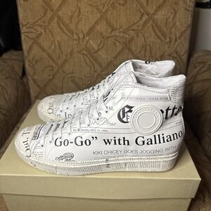 John Galliano Gazzette Newsprint Pattern High-Top Fashion Sneakers EU 45 US 11.5